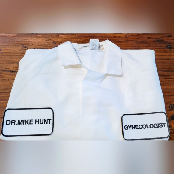 FUNNY FOR HALLOWEEN White Lab Coat with Name Patches - Picture 1 of 6